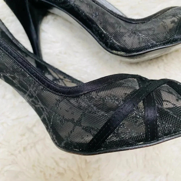 Stuart Weitzman - Shalimar Black Fireworks Mesh Lace Heels - Picture 8 of 8